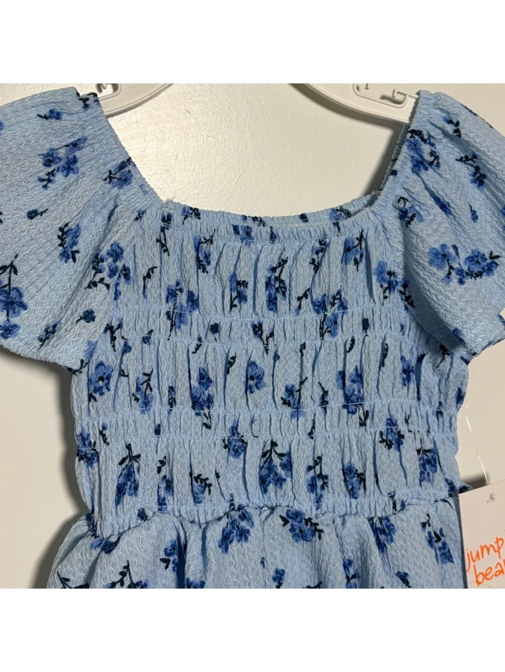 Jumping Beans Blue Floral Smocked Dress for Toddler Girls, Size 2T